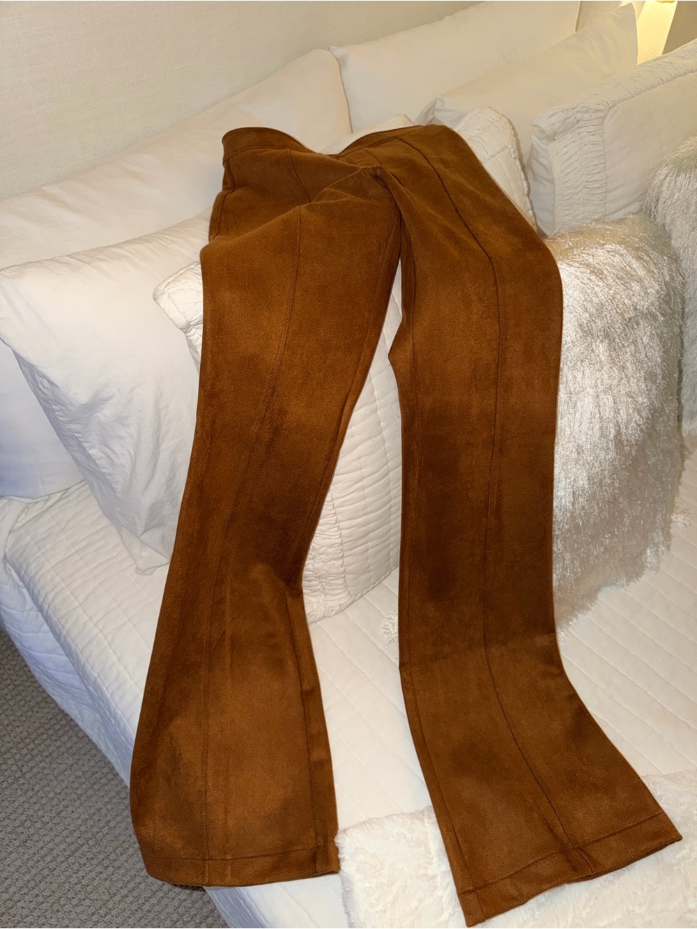 SPANX Brown Suede-Look Flare Pants